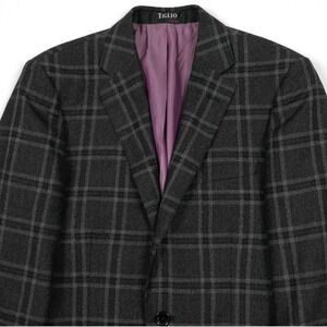 MINT Tiglio Luxe Slim Fit 36S Gray Windowpane Sport Coat Mid-Weight Flannel Wool